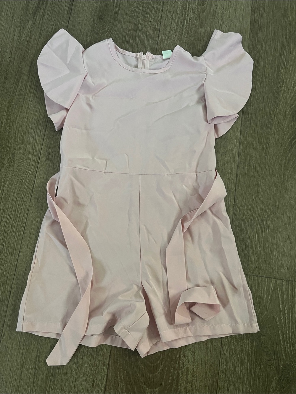 Amazon Light Pink Flutter Sleeve Romper with Side Sash